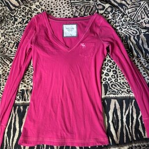 Y2K Abercrombie & Fitch Long Sleeve V-Neck Top